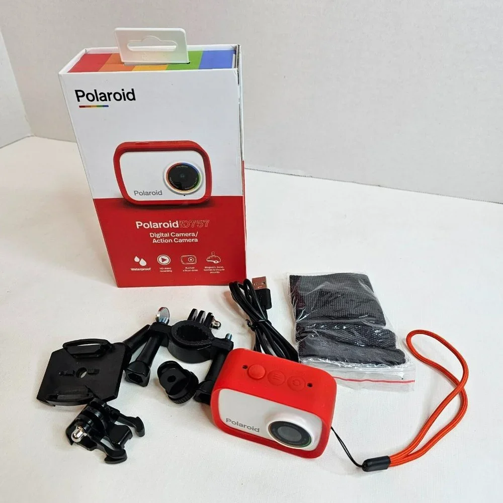 Polaroid iD757 Digital Action Camara HD Video Recording Red Rubber Silicon Case